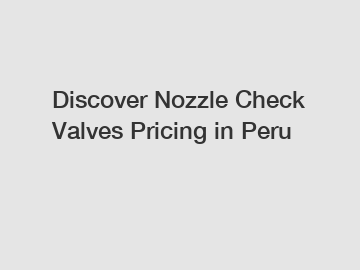 Discover Nozzle Check Valves Pricing in Peru