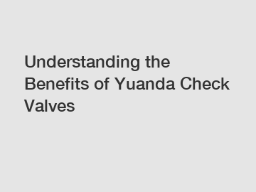 Understanding the Benefits of Yuanda Check Valves