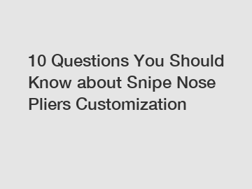 10 Questions You Should Know about Snipe Nose Pliers Customization