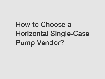 How to Choose a Horizontal Single-Case Pump Vendor?