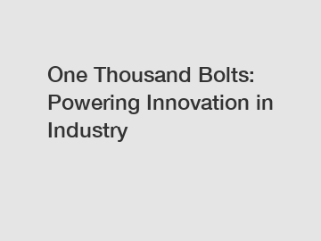 One Thousand Bolts: Powering Innovation in Industry