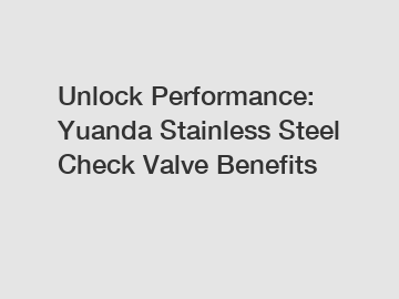 Unlock Performance: Yuanda Stainless Steel Check Valve Benefits