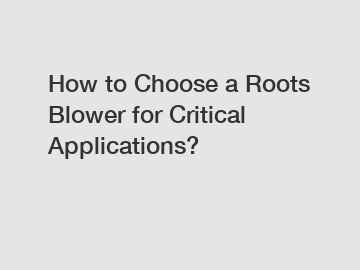 How to Choose a Roots Blower for Critical Applications?