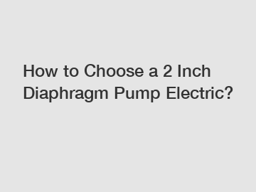 How to Choose a 2 Inch Diaphragm Pump Electric?