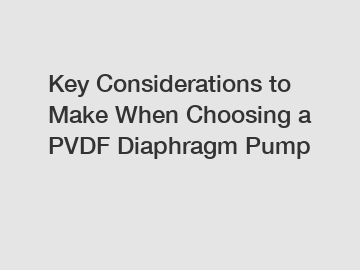 Key Considerations to Make When Choosing a PVDF Diaphragm Pump