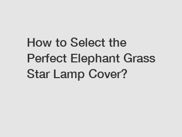 How to Select the Perfect Elephant Grass Star Lamp Cover?