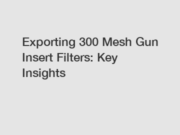 Exporting 300 Mesh Gun Insert Filters: Key Insights