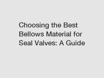 Choosing the Best Bellows Material for Seal Valves: A Guide