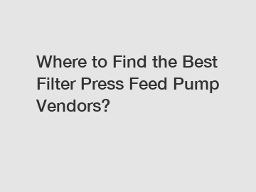 Where to Find the Best Filter Press Feed Pump Vendors?