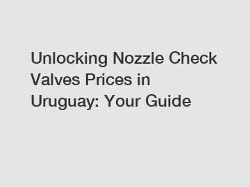 Unlocking Nozzle Check Valves Prices in Uruguay: Your Guide