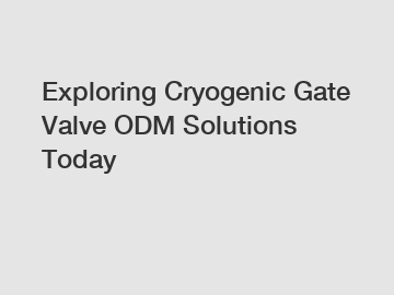 Exploring Cryogenic Gate Valve ODM Solutions Today