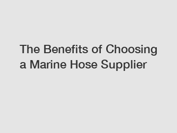 The Benefits of Choosing a Marine Hose Supplier