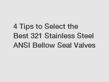 4 Tips to Select the Best 321 Stainless Steel ANSI Bellow Seal Valves