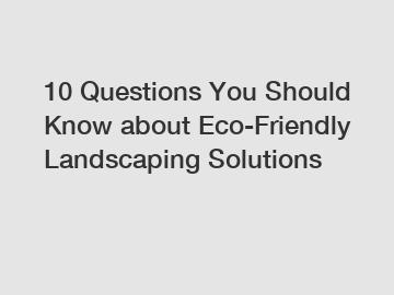 10 Questions You Should Know about Eco-Friendly Landscaping Solutions