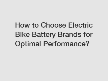 How to Choose Electric Bike Battery Brands for Optimal Performance?