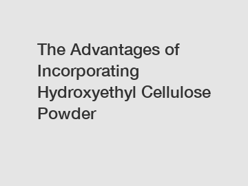 The Advantages of Incorporating Hydroxyethyl Cellulose Powder