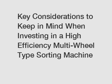 Key Considerations to Keep in Mind When Investing in a High Efficiency Multi-Wheel Type Sorting Machine