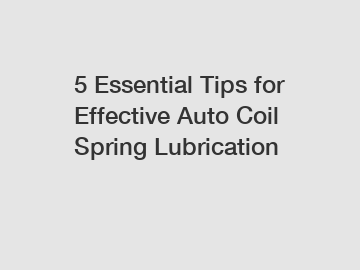 5 Essential Tips for Effective Auto Coil Spring Lubrication