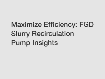 Maximize Efficiency: FGD Slurry Recirculation Pump Insights