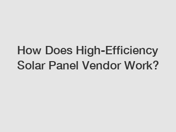 How Does High-Efficiency Solar Panel Vendor Work?
