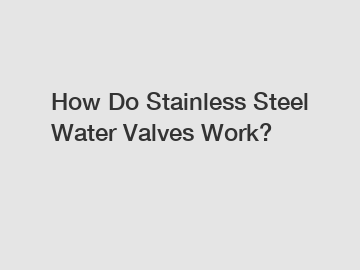How Do Stainless Steel Water Valves Work?