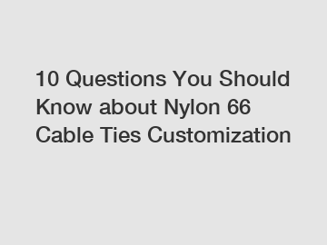 10 Questions You Should Know about Nylon 66 Cable Ties Customization