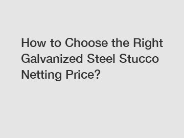 How to Choose the Right Galvanized Steel Stucco Netting Price?