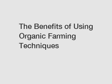 The Benefits of Using Organic Farming Techniques