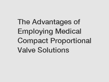 The Advantages of Employing Medical Compact Proportional Valve Solutions
