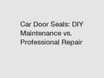 Car Door Seals: DIY Maintenance vs. Professional Repair