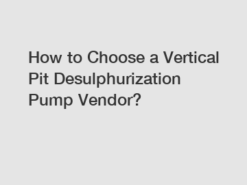 How to Choose a Vertical Pit Desulphurization Pump Vendor?