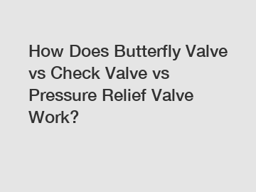 How Does Butterfly Valve vs Check Valve vs Pressure Relief Valve Work?