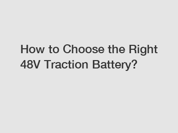 How to Choose the Right 48V Traction Battery?