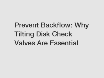 Prevent Backflow: Why Tilting Disk Check Valves Are Essential