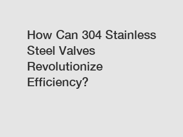 How Can 304 Stainless Steel Valves Revolutionize Efficiency?