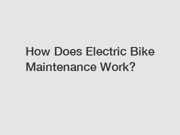 How Does Electric Bike Maintenance Work?