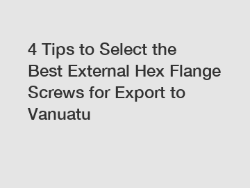 4 Tips to Select the Best External Hex Flange Screws for Export to Vanuatu