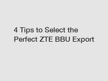 4 Tips to Select the Perfect ZTE BBU Export