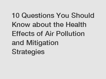 10 Questions You Should Know about the Health Effects of Air Pollution and Mitigation Strategies