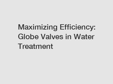 Maximizing Efficiency: Globe Valves in Water Treatment