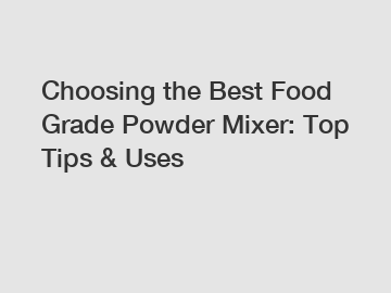 Choosing the Best Food Grade Powder Mixer: Top Tips & Uses