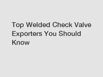 Top Welded Check Valve Exporters You Should Know