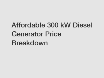 Affordable 300 kW Diesel Generator Price Breakdown