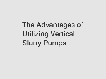 The Advantages of Utilizing Vertical Slurry Pumps