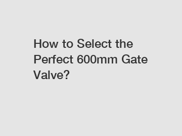 How to Select the Perfect 600mm Gate Valve?