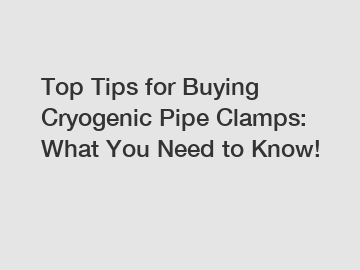 Top Tips for Buying Cryogenic Pipe Clamps: What You Need to Know!