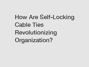 How Are Self-Locking Cable Ties Revolutionizing Organization?