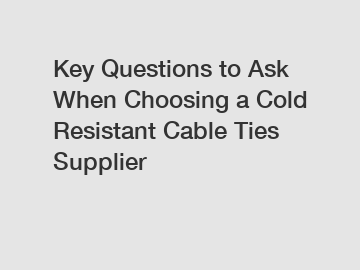 Key Questions to Ask When Choosing a Cold Resistant Cable Ties Supplier