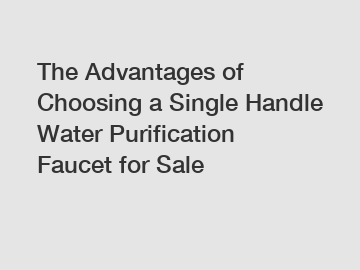 The Advantages of Choosing a Single Handle Water Purification Faucet for Sale