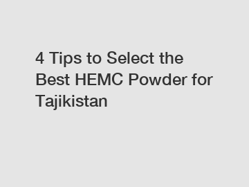 4 Tips to Select the Best HEMC Powder for Tajikistan